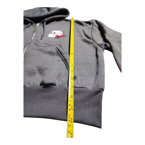 Girl's Large Gray Zip-Up Hoodie with Skull Design Allover Back Print Streetwear - Picture 4 of 8